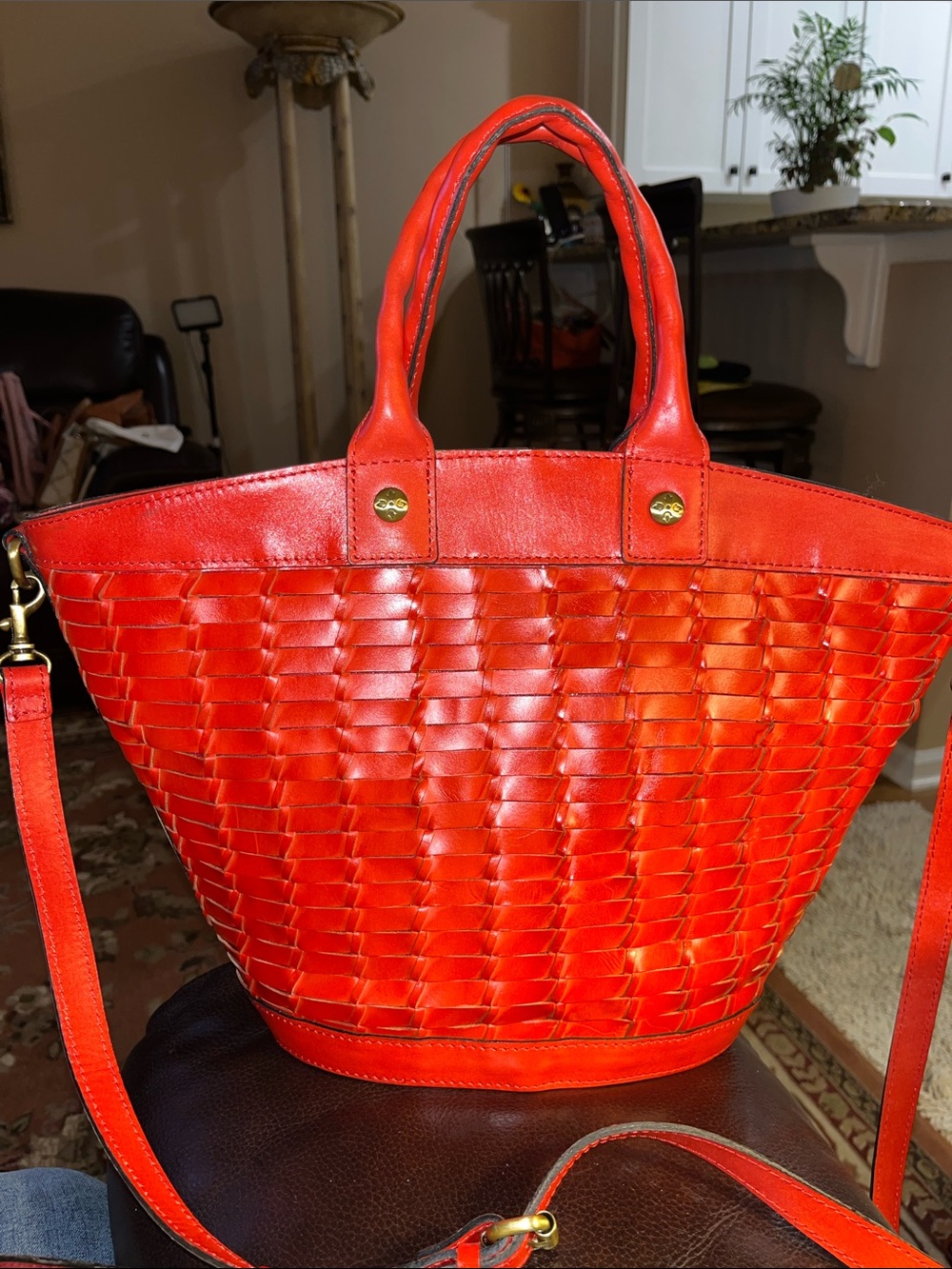 EUC Patricia Nash Emiliano Woven Red Leather Handbag